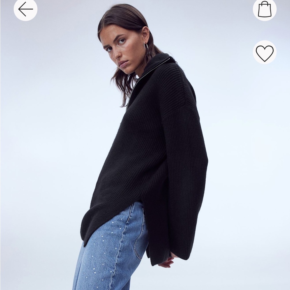 Rib-knit half-zip sweater